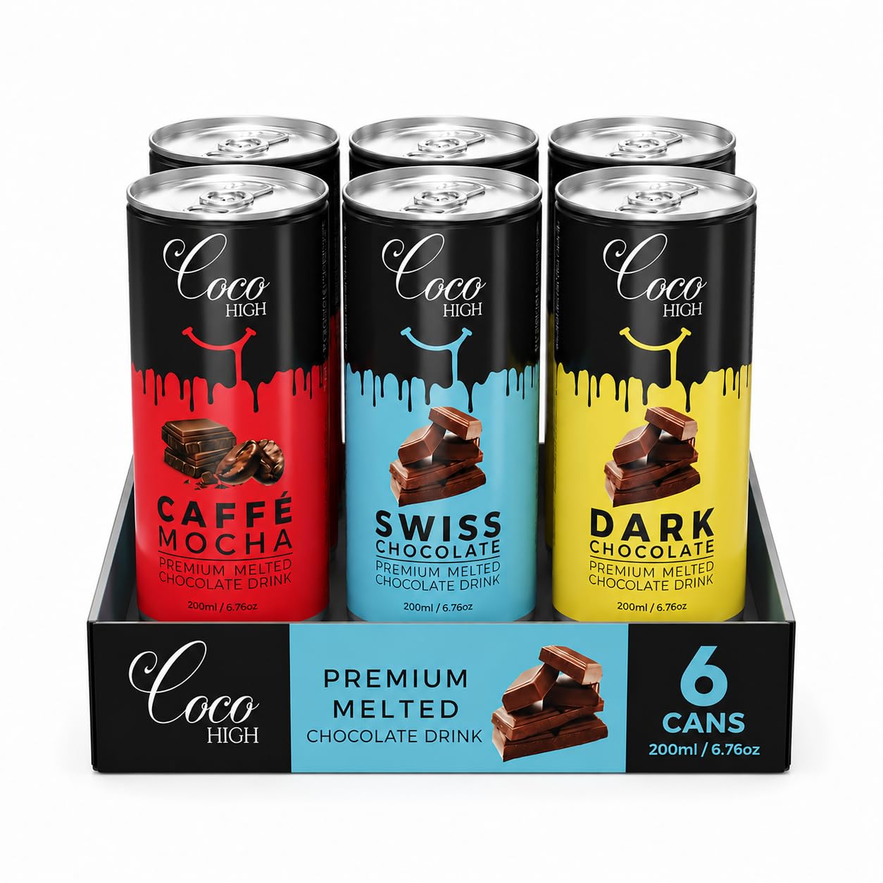 CocoHigh Chocolate Milk 1.2L (6 x 200ml) | Combo of Swiss, Caffe